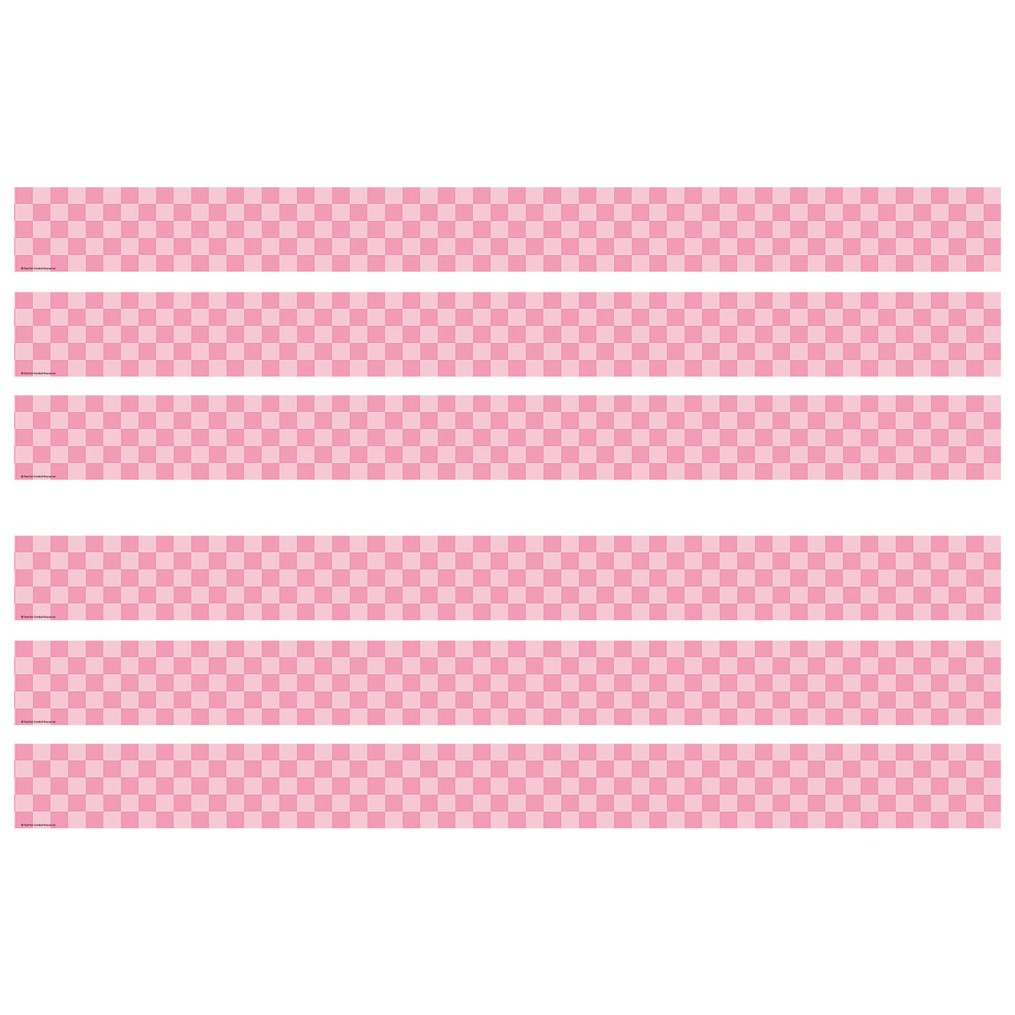 Teacher Created Resources® Cool for School Pink Checkers Border Trim, 6 Packs of 12